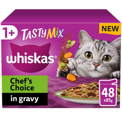 B&Q - 48 X 85G  1+ Chef's Choice Mixed Adult Wet Cat Food Pouches In Gravy