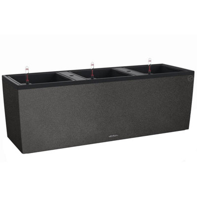 B&Q -  Trio Stone 30 Graphite Black Self-Watering Planter With Substrate And Water Level Indicator H34 L100 Cm