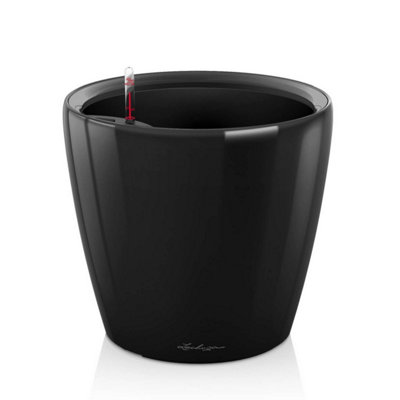Lechuza Classico 21 Ls Black High-Gloss Plastic Self-Watering Planter With Substrate And Water Level Indicator D21 H20 Cm from B&Q