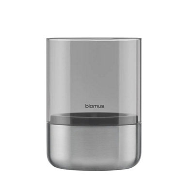 Blomus Calma Hurricane Lamp SStainless Steel Matt/glass Smoke from B&Q