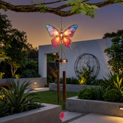 Lunaria Butterfly Solar Garden Wind Chime from B&Q