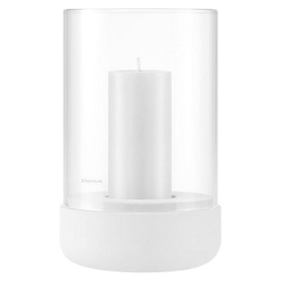 B&Q -  Lantern Calma Candle Holder MLily White