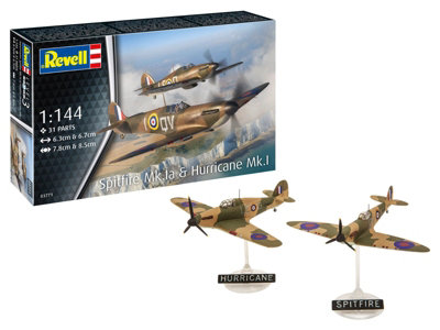 Revell 1-144 Scale Supermarine Spitfire Mk.ia & Hawker Hurricane Mk.i Model Kits from B&Q