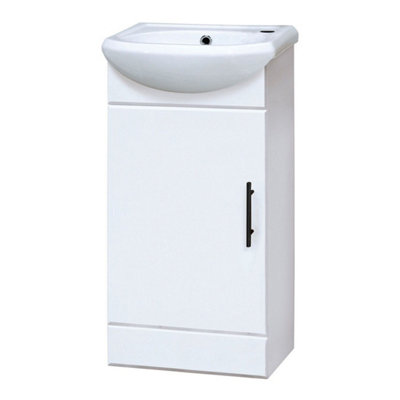 400mm Bathroom Cloakroom Vanity Unit Storage Cabinet with Ceramic Basin ...