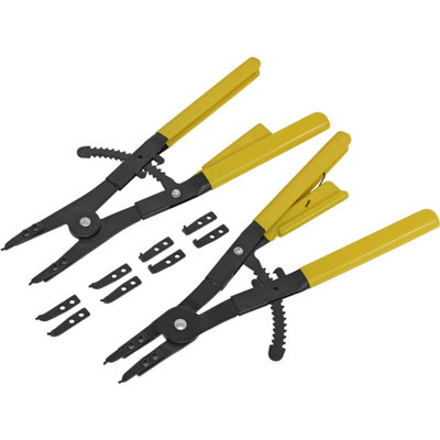 400mm Circlip Pliers Set - Internal & External - Interchangeable Tips PVC Grip