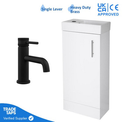 400mm Freestanding Bathroom Vanity Unit with Basin & Black Tap