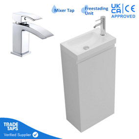 400mm Freestanding Bathroom Vanity Unit with Basin Chrome Square Tap & Waste