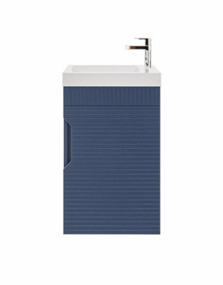 400mm wall hung blue bathroom vanity unit with basin and storage