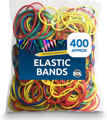 400pk Elastic Bands - Rubber Bands Assorted Sizes - Thick Elastic