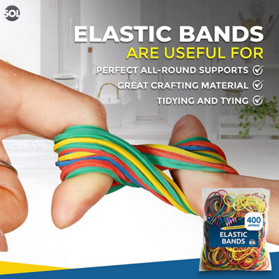 400pk Elastic Bands - Rubber Bands Assorted Sizes - Thick Elastic Bands Office - Sturdy Strechable Rubber Band Assorted Sizes