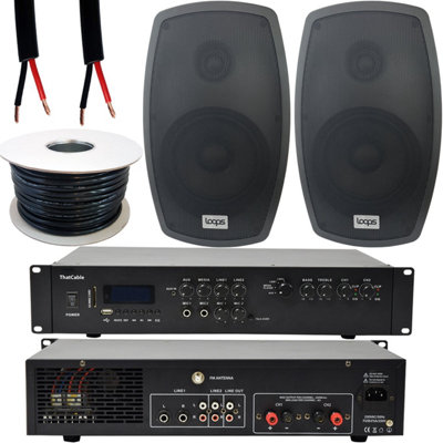 400W LOUD Outdoor Bluetooth System 2x 140W Black Speaker Weatherproof Garden Music