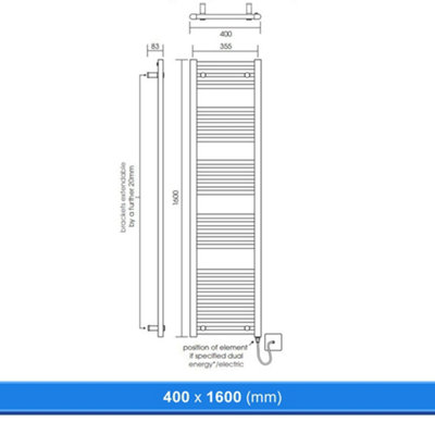 400x1600mm Straight Chrome Heated Towel Warmer Ladder Rail Radiator