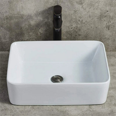 400x300x135mm Large Bathroom Counter Top Ceramic Wash Basin Cloakroom Gloss Sink Rectangular