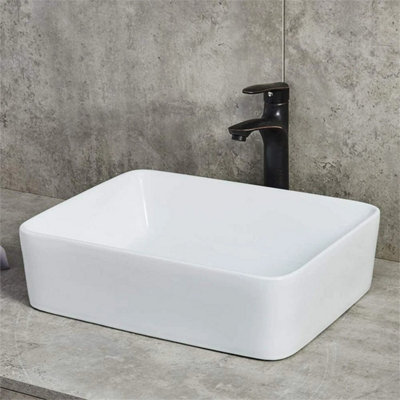 400x300x135mm Large Bathroom Counter Top Ceramic Wash Basin Cloakroom Gloss Sink Rectangular