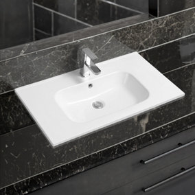 4010 Ceramic 81cm Thin Edge Inset Basin with Oval Bowl