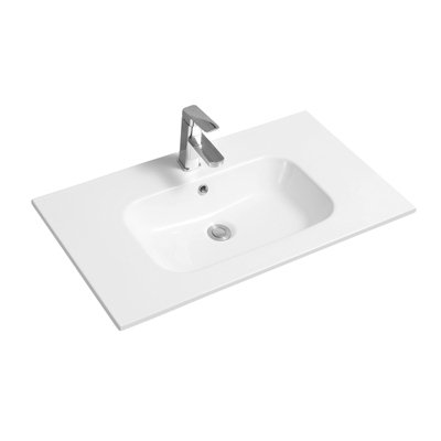 4010 Ceramic 81cm Thin Edge Inset Basin with Oval Bowl