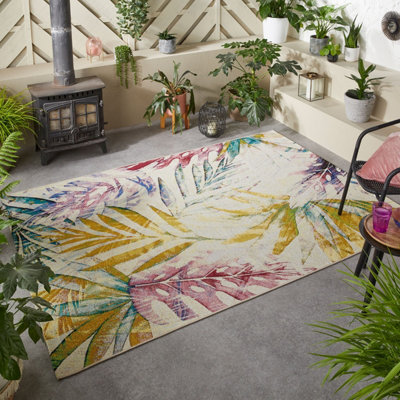 Multicoloured Outdoor RugAbstract Stain-Resistant Rug For Decks Patio GardenModern Outdoor Area Rug-160Cm X 230Cm from B&Q