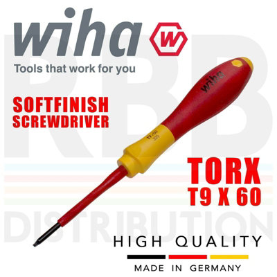 Wiha Torx Screwdriver T9 60mm Vde Electrician Insulated 1000V Softfinish 00882 from B&Q