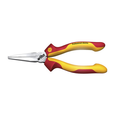 Wiha Long Flat Nose Pliers Professional Electrician Vde Grippers 160mm 26732 from B&Q