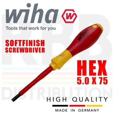 Wiha Hex Driver Screwdriver 1000V Electrician Vde 5mm Hex Softfinish Grip 30364 from B&Q
