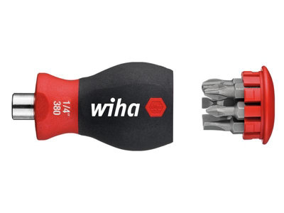 Wiha 33738 Magnetic Softfinish Stubby Screwdriver With Bit Magazine SlPh Wha33738 from B&Q