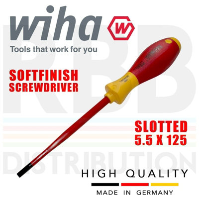Wiha Slotted Screwdriver 5.5mm Flat Head Slimfix 1000V Vde Electrician 35391 from B&Q