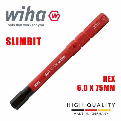 Wiha Slimbit Screwdriver Slimvario Pz Sl Ph Torx Hex 75mm 1000V Vde Electrician Hex 6mm 37227 from B&Q