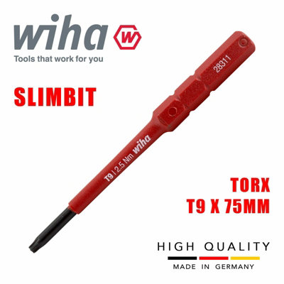 Wiha Slimbit Screwdriver Slimvario Pz Sl Ph Torx Hex 75mm 1000V Vde Electrician Torx T9 41160 from B&Q