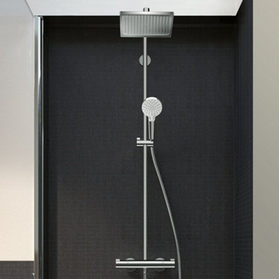Hansgrohe Crometta E Showerpipe 240 1-Jet Ecosmart With Thermostatic Shower Mixer from B&Q