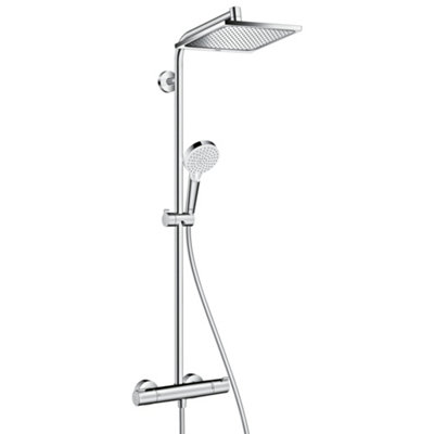 Hansgrohe Crometta E Showerpipe 240 1Jet With Thermostatic Shower Mixer from B&Q