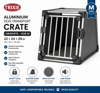 Aluminium Sturdy Dog Transport Crate Medium In Graphite 22 X 24 X 29 By Trixie from B&Q