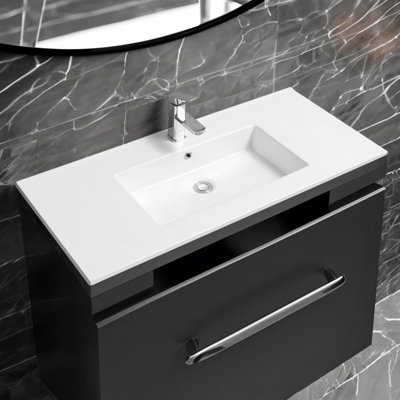 4012 Ceramic 101cm Thin Edge Inset Basin with Rectangular Bowl