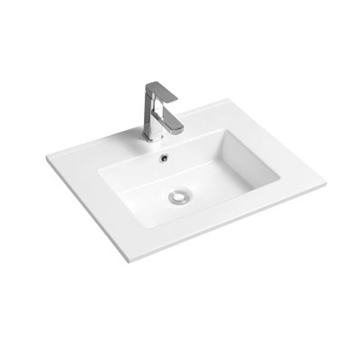 4012 Ceramic 61cm Thin Edge Inset Basin with Rectangular Bowl