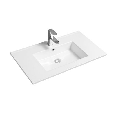 4012 Ceramic 81cm Thin Edge Inset Basin with Rectangular Bowl