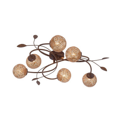 Luminosa Lighting Luminosa Greta Multi Arm Semi Flush Ceiling Lamp Rusty Coloured 6X G9 15.5Cm