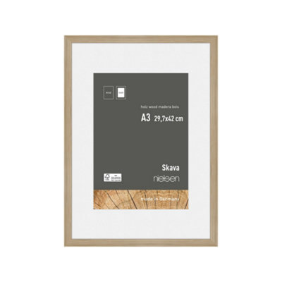 Nielsen Skava A3 Oak Wooden Picture Frame With A4 MountFloat Glass And Push/turn Clips from B&Q