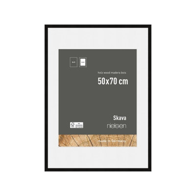 Nielsen Skava Wooden Picture Frame With White Mount Black 50X70 Cm - Image 4