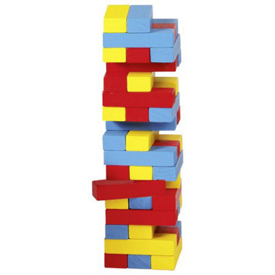 Goki Tumbling Tower Game Wooden Building Blocks Colourful Toy from B&Q