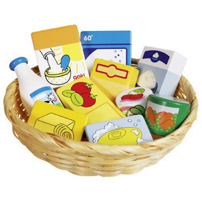 Goki Wooden Household Goods In Basket from B&Q