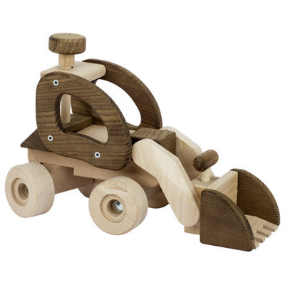 Goki Wooden Digger Push Along Loader Vehicle Toy from B&Q