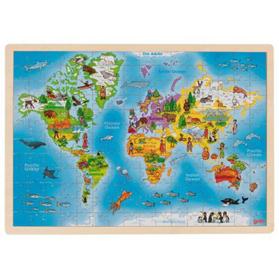 Goki World Map Puzzle Illustrated Childrens Toy Learning Game192 Pieces from B&Q
