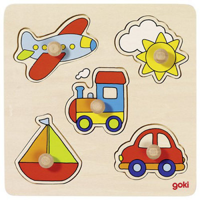 Goki Lift-Out Wooden Vehicle Puzzle from B&Q