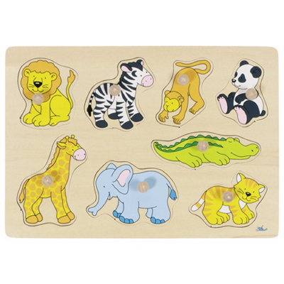 Goki Unisex Brown Zoo Aimals Lift Out Puzzle 8 Pieces In | Size: 1 Pack - Image 4