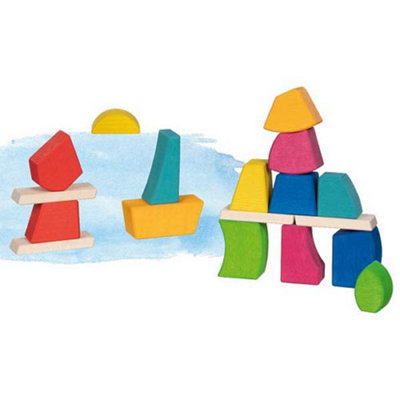 Childrens Wooden Building Bricks Creo Colourful Kids Toy Wood Block SetAge 2+ from B&Q