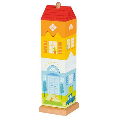 Childrens Wooden Stacking Tower Town House Kids Colourful Wood Toy Playset from B&Q
