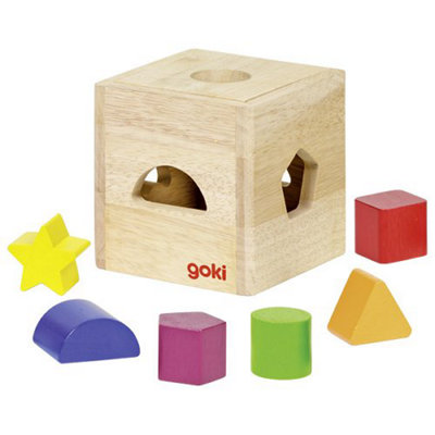 Goki Shape Sorting Cube Box Wooden Toy from B&Q