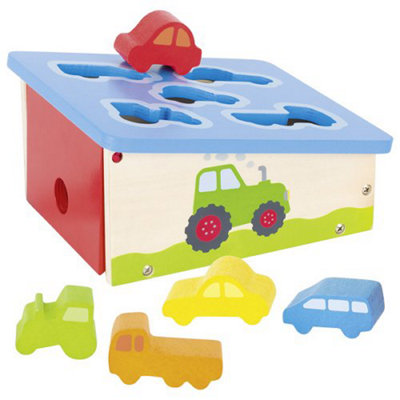 Goki Shape Sorting Box Vehicles Car Tractor Wooden Toy from B&Q