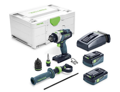 Festool Tpc I-Plus 18V Quadrive Percussion Drill With 1 X 4Ah & 1 X 5Ah Batteries & Charger 577652 from B&Q