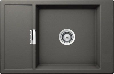 Schock Composite Granite Mono 1.0 Bowl & Small Drainer Silverstone Inset/undermount Kitchen SinkMond100Xssi from B&Q