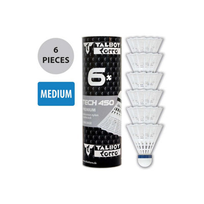 Talbot-Torro Tech 450 Premium Medium Nylon Shuttlecocks6 Pack from B&Q